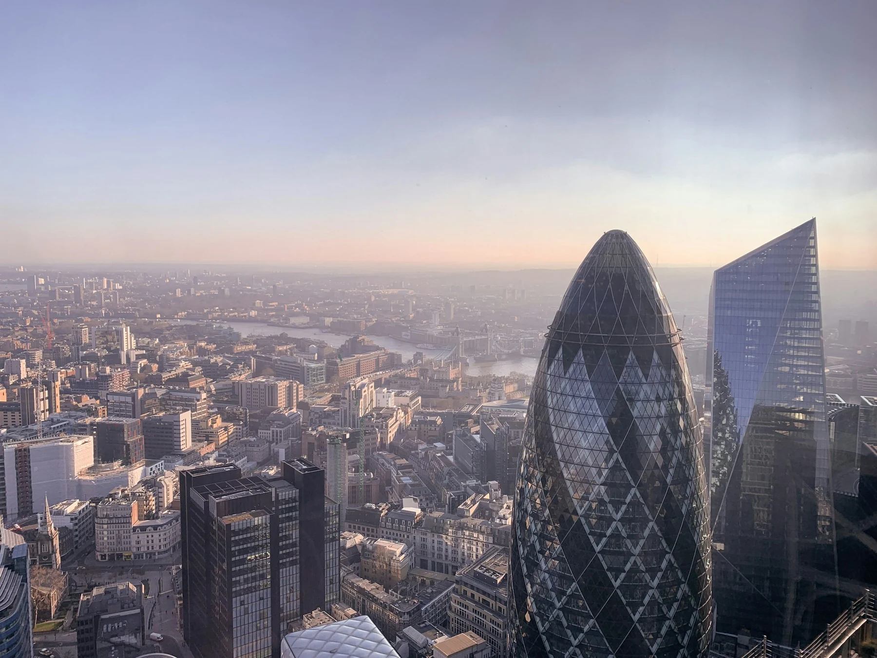 London skyline with the Gherkin and surrounding city buildings